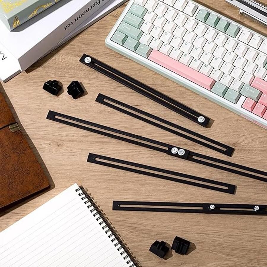 Industrialhome Verstelbaar Hängemappen Railsysteem – 12-Delig Metalen Set met 8 Hängeregistratuur Clips & 4 Ladeverdelers – Geschikt voor Archiefkasten & Bureaulades tot 0 3 cm Randdikte – Zwart –