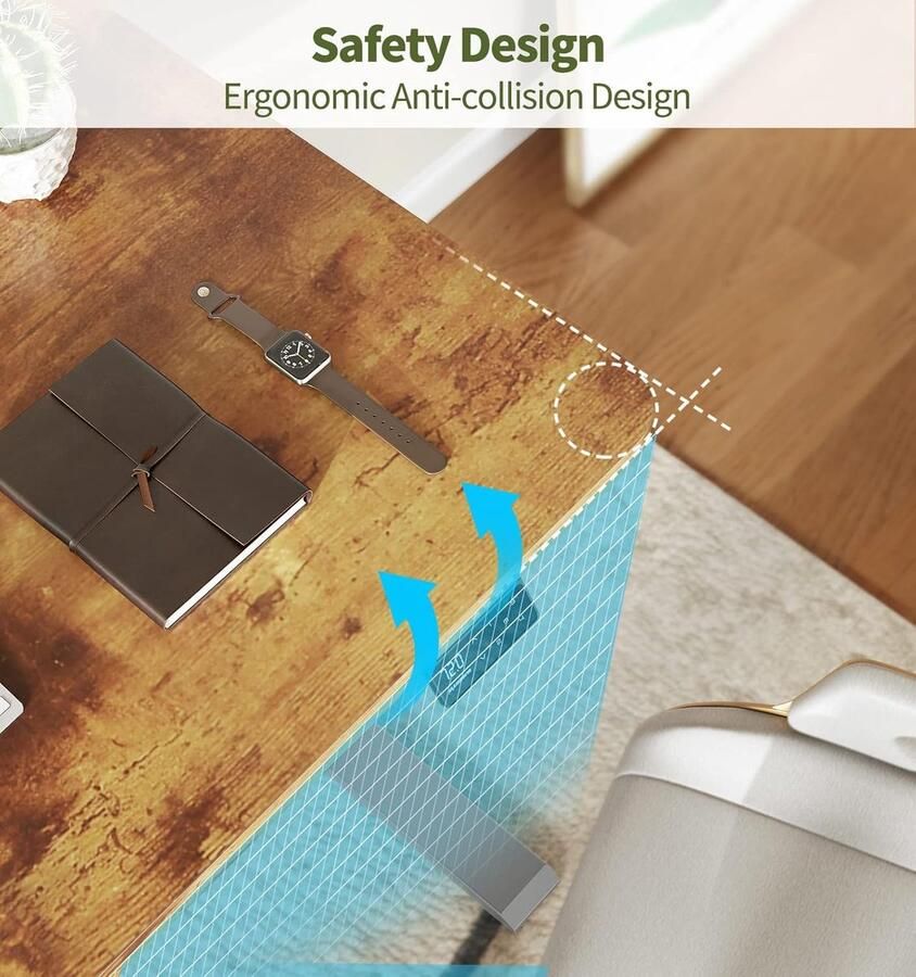 Industrialhome VintageLift Pro – Elektrisch Zit-Sta Bureau – 120x60 cm – In Hoogte Verstelbaar – Ergonomisch Bureau – Met USB & Geheugenfunctie – Vintage Bruin Tafelblad & Grijs Frame