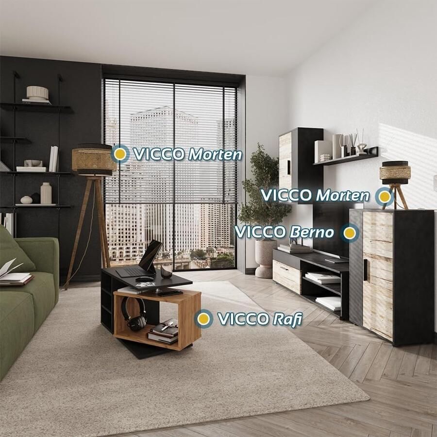 Industrialhome Wandmeubel Set 4-delig – Sierra Sonoma Wit – TV Meubel & Opbergkast – Modern & Modieus Woonkamerwand – Onderhoudsvriendelijk – Inclusief Montagebenodigdheden