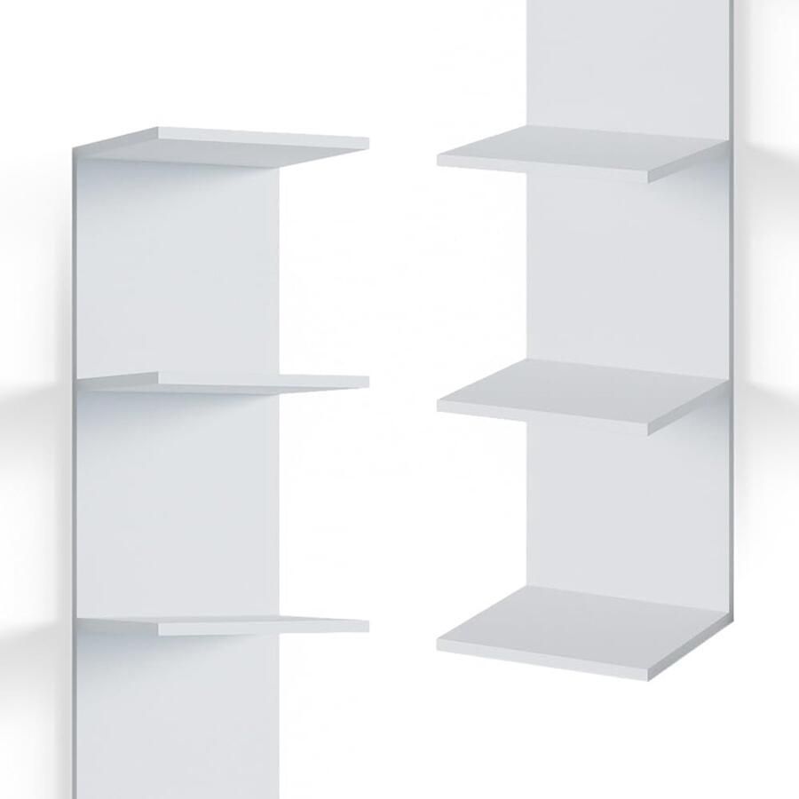 Industrialhome Wandrek – SkyShelf Wit – Hangend Wandrek 190x30x28 cm – 7 Planken – Modern Woonkamer Wandmeubel – Krasbestendig & Duurzaam – Boekenkast Decoratief Wandrek