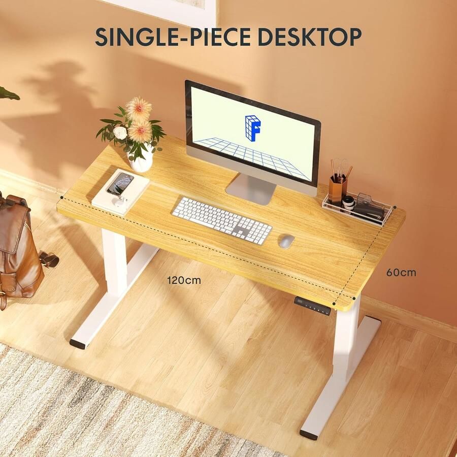 Industrialhome CompactLift 120x60 cm Elektrisch Zit-Sta Bureau – Ergonomisch Verstelbaar Bureau met 2 Motoren – Zwart Tafelblad & Zwart Frame