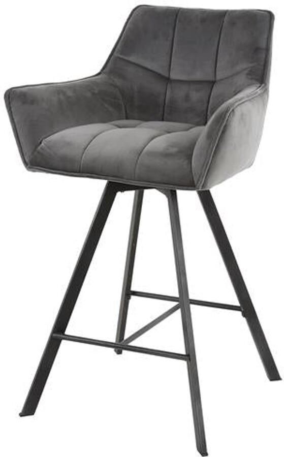 Industrieel In Huis Barstoel Antraciet Bouclé Set Van 2 (Draaibaar) Grijze Bar Stoel met Comfortabele Zitting (Zithoogte 69cm) Luxe Antraciet Bouclé Teddy Hoge Stoel Industrieel Barkruk (57x53x96) Draaibaar met Armleuningen