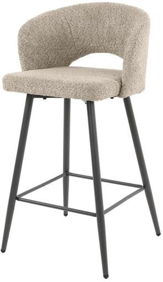 Industrieel In Huis Barstoel Beige Bouclé Set Van 2 Beige Bar Stoel met Comfortabele Zitting en Ronde Rugleuning (Zithoogte 69cm) Luxe Beigekleurige Bouclé Teddy Hoge Stoel Industrieel Barkruk (51x50x94)