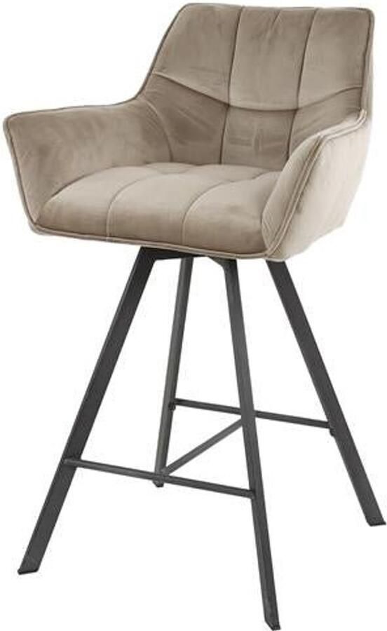 Industrieel In Huis Barstoel Champagne Set Van 2 (Draaibaar) Taupe Bar Stoel met Comfortabele Zitting (Zithoogte 69cm) Luxe Champagne Velours Hoge Stoel Industrieel Barkruk (57x53x96) Draaibaar met Armleuningen