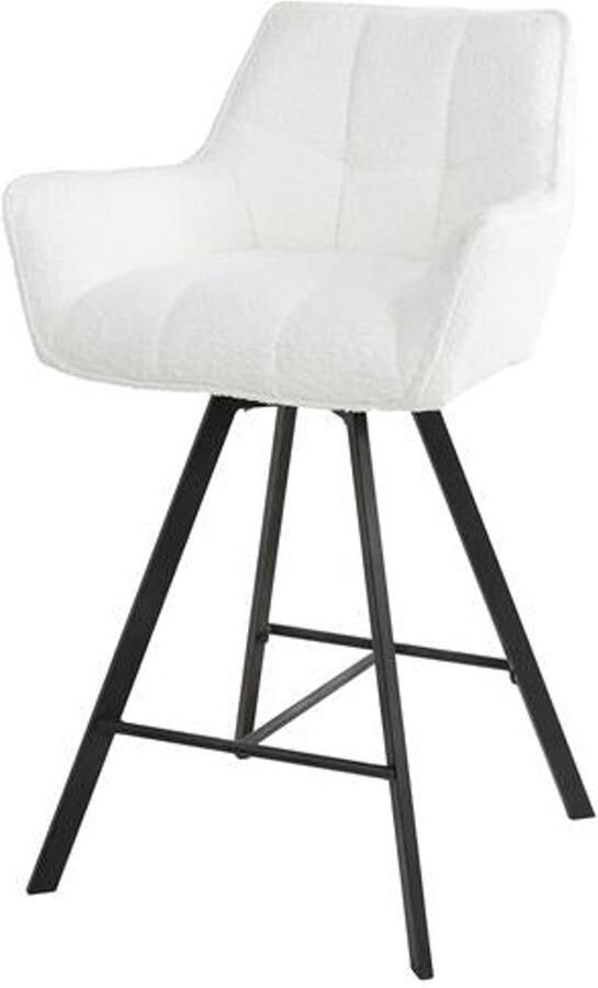 Industrieel In Huis Barstoel Wit Bouclé Set Van 2 (Draaibaar) Witte Bar Stoel met Comfortabele Zitting (Zithoogte 69cm) Luxe Wit Bouclé Teddy Hoge Stoel Industrieel Barkruk (57x53x96) Draaibaar met Armleuningen