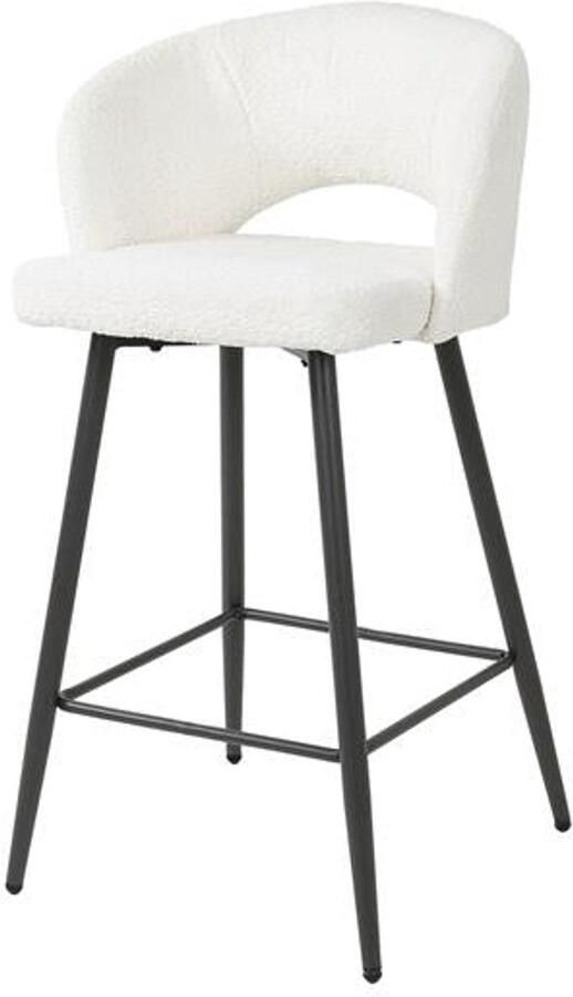 Industrieel In Huis Barstoel Wit Bouclé Set Van 2 Witte Bar Stoel met Comfortabele Zitting en Ronde Rugleuning (Zithoogte 69cm) Luxe Bouclé Teddy Hoge Stoel in Wit Industrieel Barkruk (51x50x94)