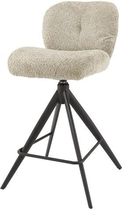 Industrieel In Huis Barstoel Zand Bouclé Set Van 2 (Draaibaar) Beige Bar Stoel met Comfortabele Zitting (Zithoogte 69cm) Luxe Zandkleurig Bouclé Teddy Hoge Stoel Industrieel Barkruk (45x56x94) Draaibaar met Armleuningen