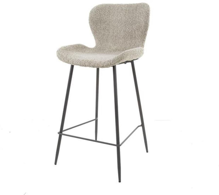 Industrieel In Huis Barstoel Zand Bouclé Set van 4 Beige Barkruk met Rugleuning en Zachte Teddy Bekleding Teddy Hoge Stoel in Industriële Stijl Moderne Barkruk met Comfortabele Kuipvorm (47x51x91) Set Van 4