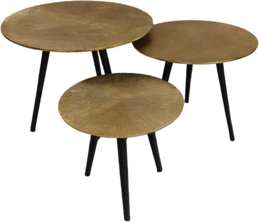 Industrieel In Huis Bijzettafel Rond Industrieel (Set van 3) Bijzettafeltjes Woonkamer Salontafel Rond Set van 3 Bijzettafels Rond Hout Decoratie Tafel Decoratie Salontafel Industrieel & Landelijk