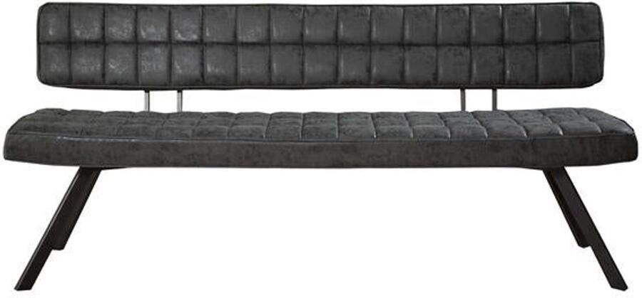 Industrieel In Huis Eetkamerbank Zwart Vegan Leer (180cm) Zwarte Eetbank in Moderne Industriële Stijl Zachte PU-Lederen Zitting en Rugleuning Moderne Bank voor Eetkamer met Comfortabele Kussens (180x54x83)