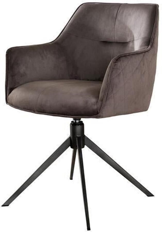 Industrieel In Huis Eetkamerstoel Antraciet Set Van 2 (Draaibaar) Grijze Dinerstoel met Comfortabele Zitting Luxe Antraciet Velours Stoel Industrieel Eettafel Stoel (61x62x83) Draaibare Dinerstoel met Kruispoot Set Van 2