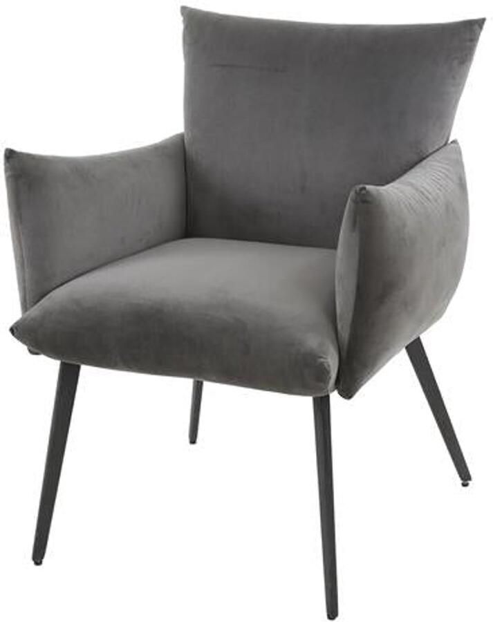 Industrieel In Huis Eetkamerstoel Antraciet Velours met Comfortabele Zitting Grijze Dinerstoel met Zit- en Rugkussen Luxe Antraciet Velours Stof Stoel (65cm x 68cm x 76cm) Industrieel Eetkamerstoel Zachte Zitting