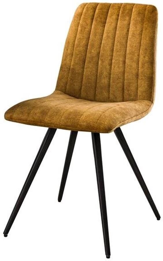 Industrieel In Huis Eetkamerstoel Goud Velvet Set van 4 Goud Geel Slanke Dinerstoel met Zachte Zitting en Geribte Rugleuning Fluweel Stoel in Industriële Stijl Industrieel Eetkamer Stoel (45x53x86) Set Van 4