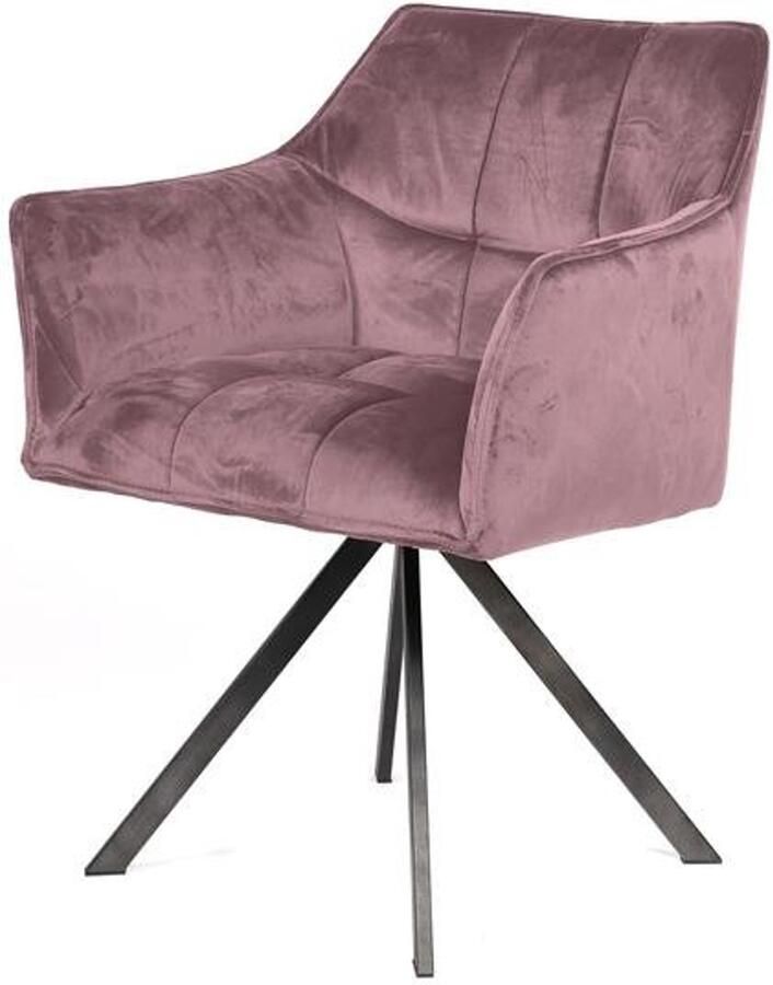 Industrieel In Huis Eetkamerstoel Roze Velours (Draaibaar) Industriele Dinerstoel met Comfortabele Zitting Luxe Roze Velours Stoel met Zachte Zit- en Rugkussen Industrieel Eettafel Stoel (62x61x82) Draaibare Dinerstoel met Kruispoot