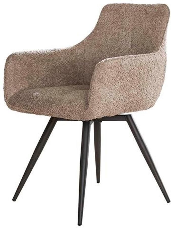 Industrieel In Huis Eetkamerstoel Taupe Bouclé Set Van 2 (Draaibaar) Beige Dinerstoel met Comfortabele Zitting en Armleuning Zachte Taupe Bouclé Teddy Stoel Industrieel Eettafel Stoel (51x61x82) Draaibare Dinerstoel Set Van 2