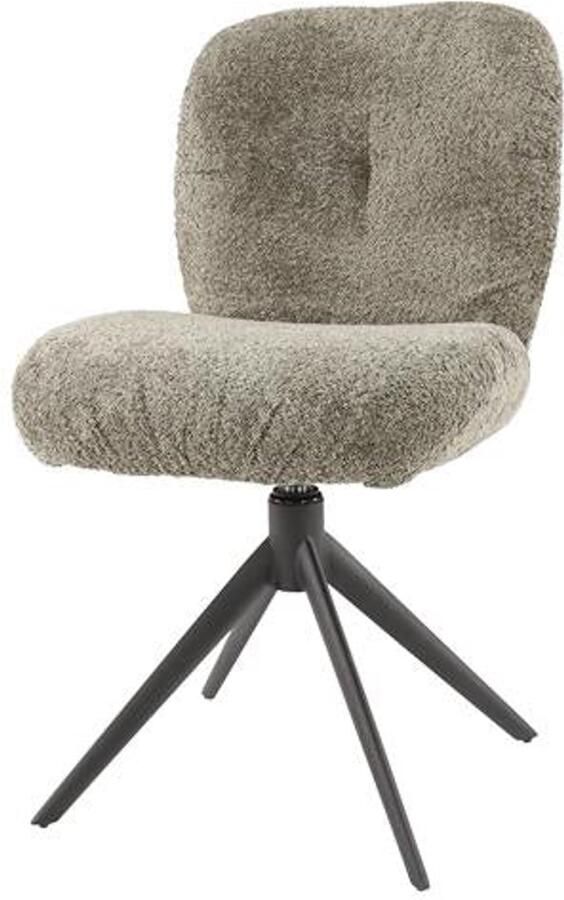 Industrieel In Huis Eetkamerstoel Taupe Bouclé Set Van 2 (Draaibaar) Industriele Dinerstoel met Comfortabele Zitting Luxe Taupe Beige Bouclé Teddy Stoel met Zachte Zit- en Rugkussen Industrieel Eettafel Stoel (48x60x80) Set van 2