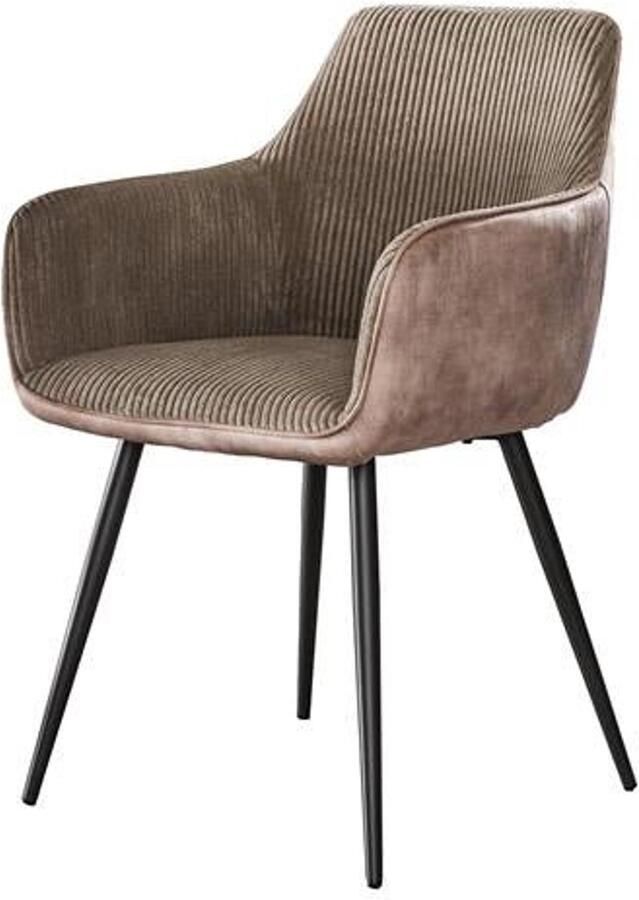 Industrieel In Huis Eetkamerstoel Taupe Geribt Set Van 2 Taupe Beige Dinerstoel met Comfortabele Ribstoffering Zitting Luxe Velours Stoel in Industriële Stijl Industrieel Eetkamer Stoel (57x59x85) Set Van 2
