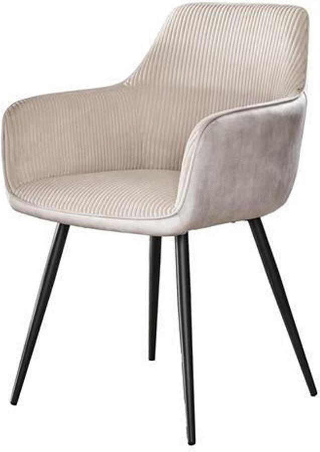 Industrieel In Huis Eetkamerstoel Wit Geribt Set Van 2 Witte Dinerstoel met Comfortabele Ribstoffering Zitting Luxe Velours Stoel in Industriële Stijl Industrieel Eetkamer Stoel (57x59x85) Set Van 2