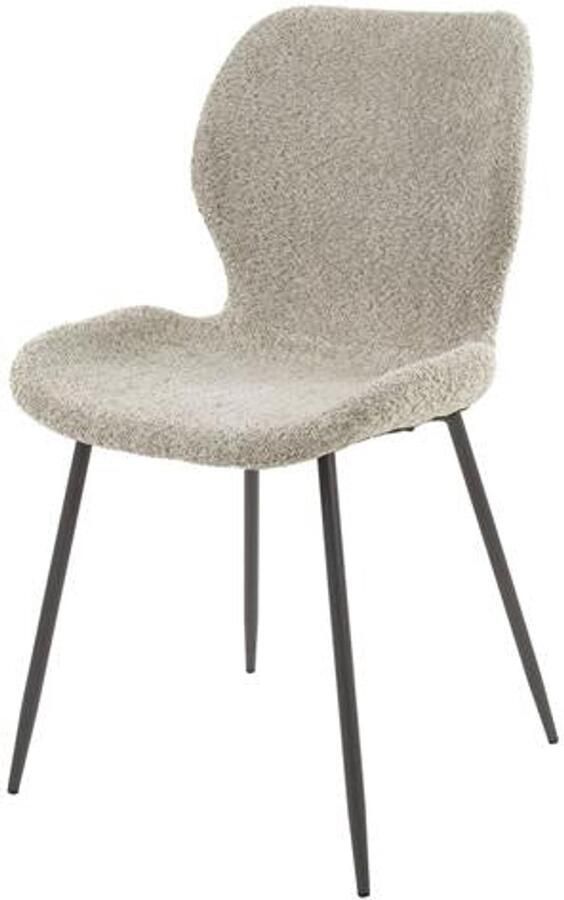 Industrieel In Huis Eetkamerstoel Zand Bouclé Set van 4 Beige Industriële Dinerstoel met Zachte Teddy Bekleding Teddy Eetkamerstoel met Moderne en Comfortabele Kuipvorm Industriële Stoel voor Eetkamer (Set Van 4)