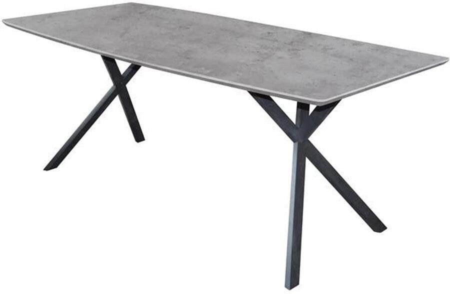 Industrieel In Huis Eettafel Deens Betonlook Grijs Ovaal (160cm x 90cm) Industriële Dinertafel met Betonlook Tafelblad Eettafel voor 4 Personen Ovale Tafel met Grijs Tafelblad Industrieel