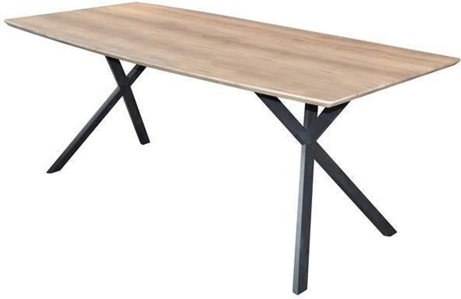 Industrieel In Huis Eettafel Deens Eiken Bruin Ovaal (190cm x 90cm) Industriële Dinertafel met Antiek Eiken Tafelblad Eettafel voor 6 Personen Ovale Tafel met Bruin Eiken Tafelblad Industrieel