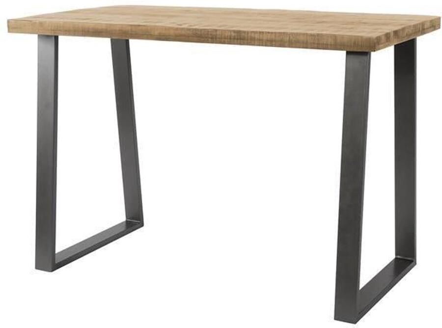 Industrieel In Huis Houten Bartafel Mangohout (135cm) Hoge Rechthoekige Tafel van Massief Mangohout (135x70x92) Bartafel voor 4 Personen met Live-Edge en Natuurlijke Uitstraling Massief Houten Tafel met Stevige U-Poot