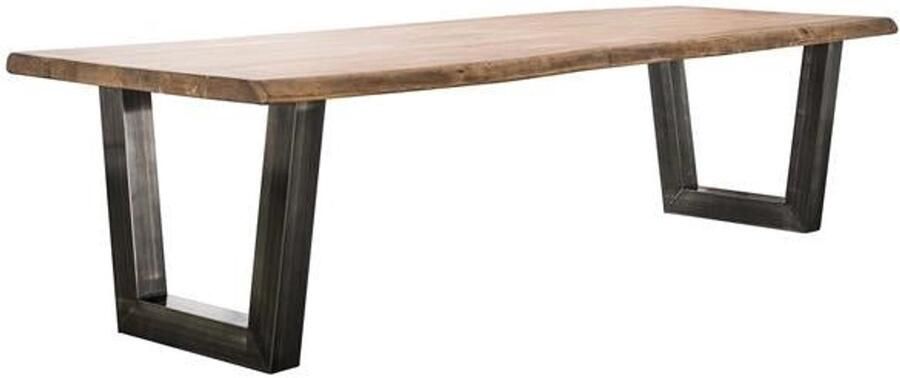 Industrieel In Huis Houten Eetkamertafel (300cm) Extra Grote Eetkamertafel voor 8-10 Personen van Massief Saja Hout Industriële Dinertafel met Stevige Stalen U-Poten en Massief Houten Tafelblad (300x100x77) Natuurlijke Uitstraling