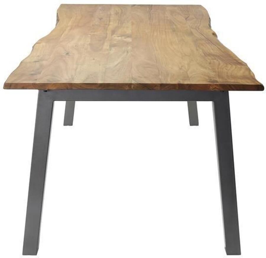 Industrieel In Huis Houten Eettafel Boomstam (180cm) Massief Acacia Houten Eetkamertafel met Live-Edge en Boomstam Look Dinertafel Voor 6 Personen met Massief Houten Tafelblad en Natuurlijke Uitstraling (180x90x76)