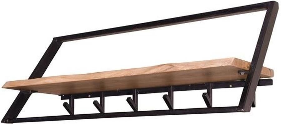 Industrieel In Huis Kapstok Hangend 6 Haken Wandkapstok Muur Kapstokhaak 6x Kapstokken Industrieel Staand Wandkapstok met Hoedenplank Hout & Zwart Metaal Landelijk Wandkapstok met Plank (100 cm x 32 cm x 38 cm)