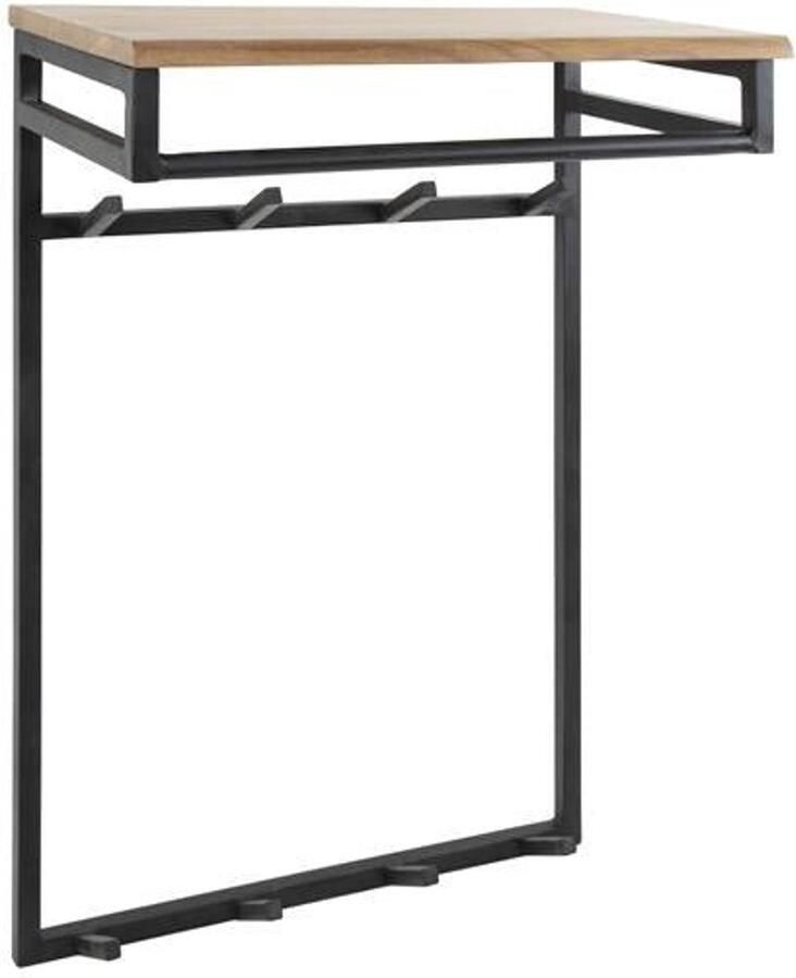 Industrieel In Huis Kapstok Hangend 8 Haken Wandkapstok Muur Kapstokhaak 8x Kapstokken Industrieel Staand Wandkapstok met Hoedenplank Hout & Zwart Metaal Landelijk Wandkapstok met Plank (55 cm x 33 cm x 80 cm)