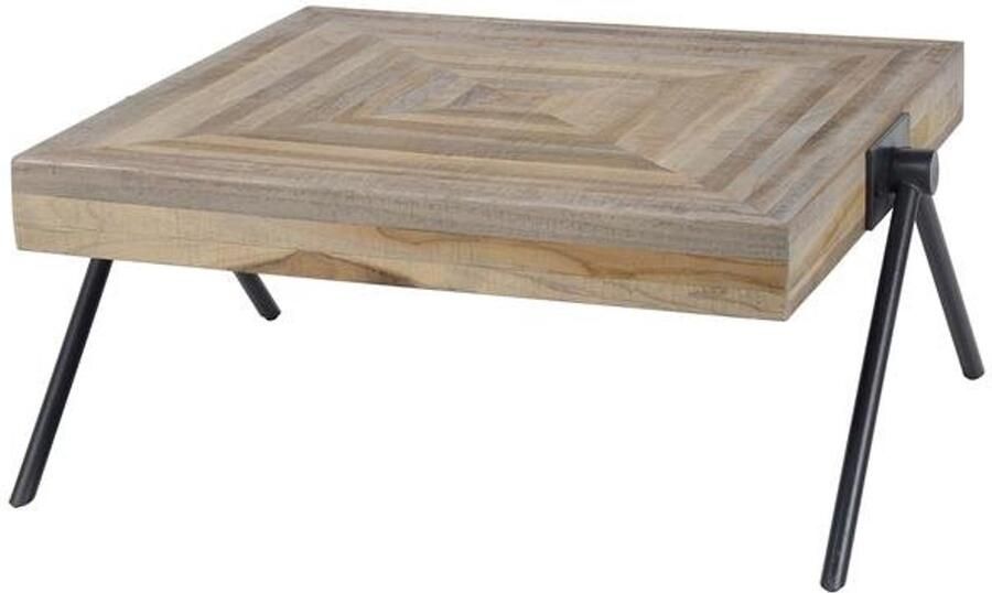 Industrieel In Huis Luxe Acaciahout Salontafel (70x70x33 cm) Salontafels Groot Boomstam Landelijke salontafel met lade Rechthoekig & Hout Grote Salontafel Mangohout & Metaal 70 cm
