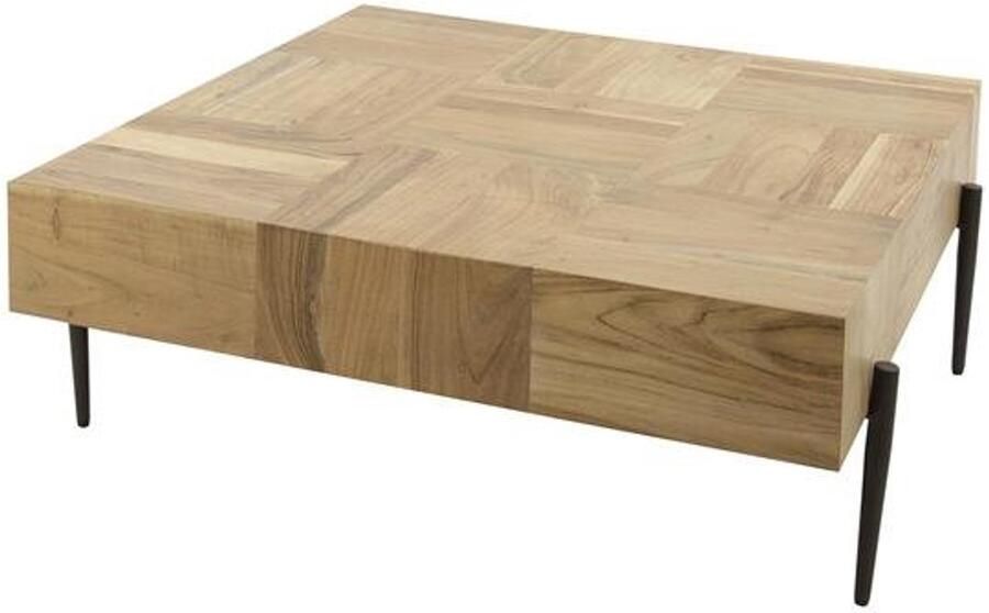 Industrieel In Huis Luxe Hout Salontafel (90 cm x 90 cm x 35 cm) Salontafels Groot Boomstam Landelijke salontafel met lade Rechthoekig & Hout Grote Salontafel Mangohout & Metaal 90 cm