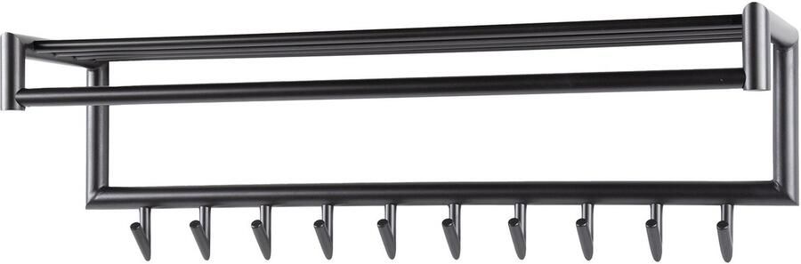 Industrieel In Huis Luxe Kapstok Hangend 10 Haken Wandkapstok Muur Kapstokhaak 10x Kapstokken Industrieel Staand Wandkapstok met Hoedenplank Zwart Metaal Landelijk Wandkapstok met Plank (100 x 27 x 30 cm)