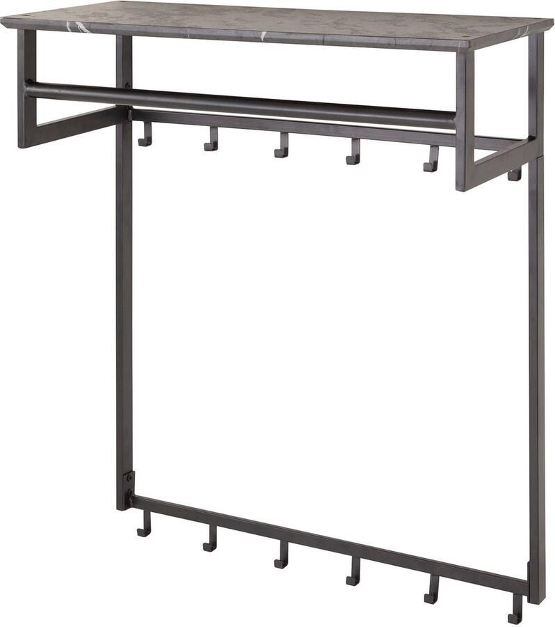 Industrieel In Huis Luxe Kapstok Hangend 12 Haken Wandkapstok Muur Kapstokhaak 12x Kapstokken Industrieel Staand Wandkapstok met Hoedenplank Hout & Zwart Metaal Landelijk Wandkapstok met Plank (80 cm x 30 cm x 90 cm)