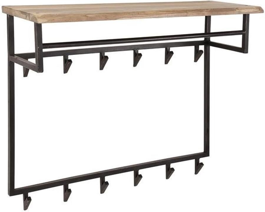 Industrieel In Huis Luxe Kapstok Hangend 12 Haken Wandkapstok Muur Kapstokhaak 12x Kapstokken Industrieel Staand Wandkapstok met Hoedenplank Hout & Zwart Metaal Landelijk Wandkapstok met Plank Wandrek (80 cm x 33 cm x 100 cm)