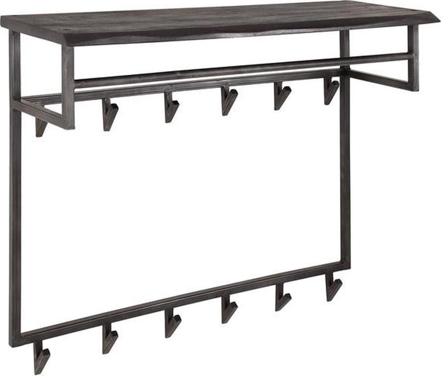 Industrieel In Huis Luxe Kapstok Hangend 12 Haken Wandkapstok Muur Kapstokhaak 6x Kapstokken Industrieel Staand Wandkapstok met Hoedenplank Hout & Zwart Metaal Landelijk Wandkapstok met Plank (100 cm x 30 cm x 80 cm)