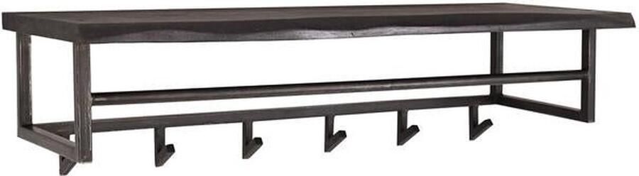 Industrieel In Huis Luxe Kapstok Hangend 6 Haken Wandkapstok Muur Kapstokhaak 6x Kapstokken Industrieel Staand Wandkapstok met Hoedenplank Hout & Zwart Metaal Landelijk Wandkapstok met Plank (100 cm x 30 cm x 27 cm)