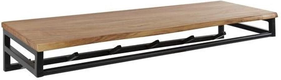 Industrieel In Huis Luxe Kapstok Hangend 6 Haken Wandkapstok Muur Kapstokhaak 6x Kapstokken Industrieel Staand Wandkapstok met Hoedenplank Hout & Zwart Metaal Landelijk Wandkapstok met Plank (100 cm x 35 cm x 17 cm)