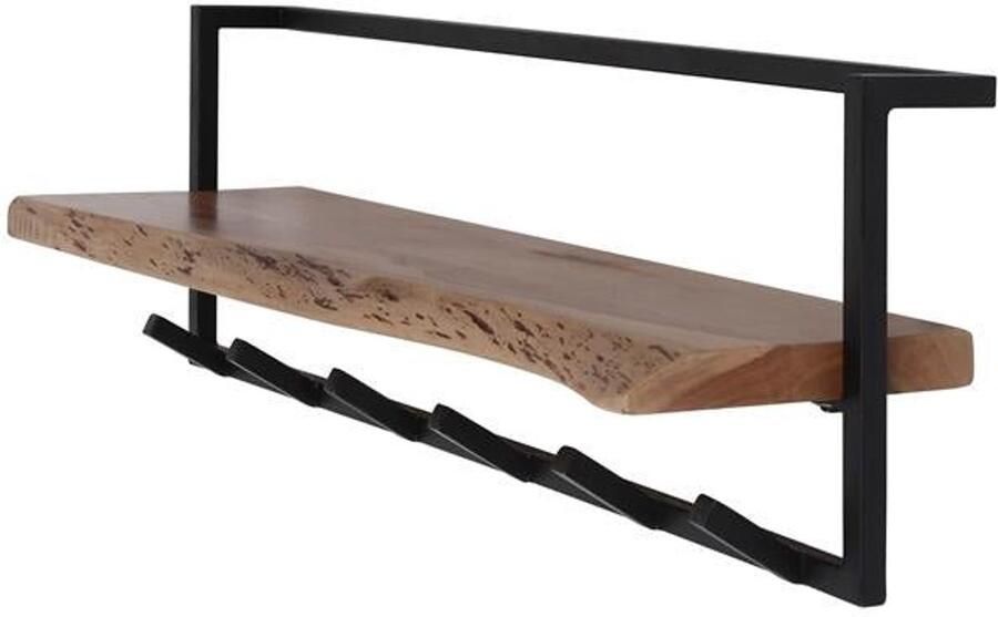 Industrieel In Huis Luxe Kapstok Hangend 6 Haken Wandkapstok Muur Kapstokhaak 6x Kapstokken Industrieel Staand Wandkapstok met Hoedenplank Hout & Zwart Metaal Landelijk Wandkapstok met Plank (100 x 25 x 32 cm)