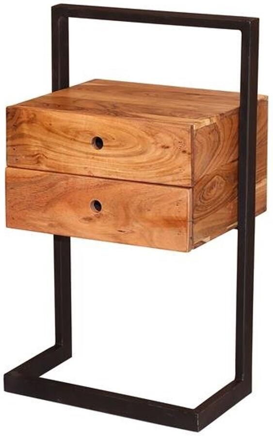 Industrieel In Huis Luxe nachtkastje met Lade Nachtkastje Metaal Industrieel Hout Nachtkastjes met Lades Bijzettafeltjes Woonkamer Klein Bijzettafels Bank Vierkant Hout & Zwart Landelijk (45 cm x 35 cm x 77 cm) Per stuk