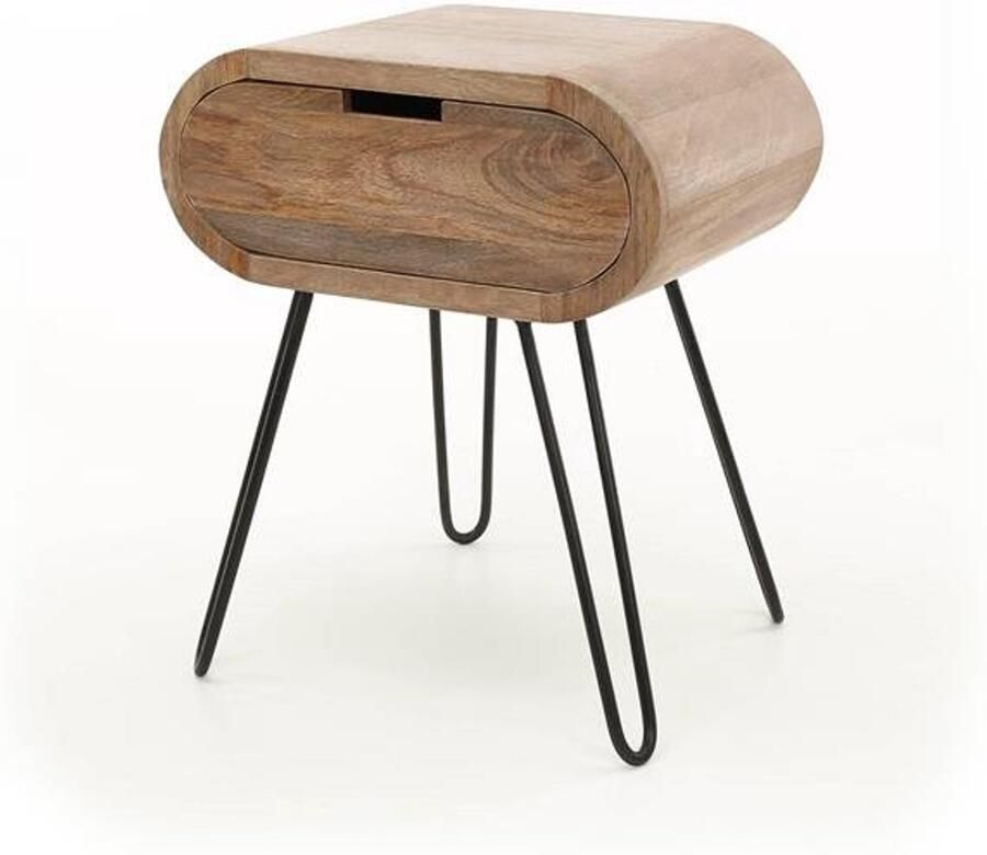 Industrieel In Huis Luxe nachtkastje met Lade Nachtkastje Metaal Industrieel Hout Nachtkastjes met Lades Bijzettafeltjes Woonkamer Klein Bijzettafels Bank Hout & Zwart Landelijk (50 cm x 35 cm x 60 cm) Per stuk