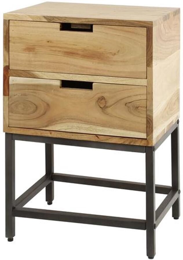Industrieel In Huis Luxe nachtkastje met Lades Nachtkastje Metaal Industrieel Hout Nachtkastjes met Lades Bijzettafeltjes Woonkamer Klein Bijzettafels Bank Vierkant Hout & Zwart Landelijk (40 cm x 30 cm x 60 cm) Per stuk