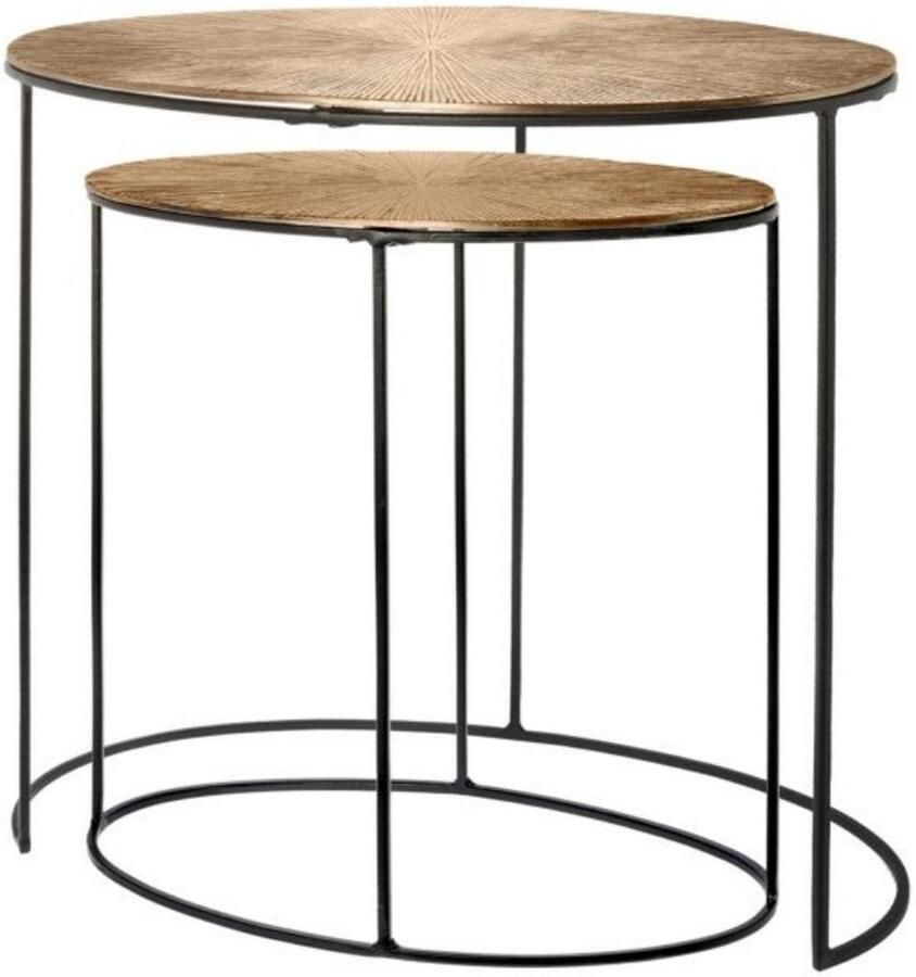Industrieel In Huis Luxe Salontafel Rond Industrieel Aluminium (Ø 35 cm) Salontafelset van 2 Brons Zwart Salontafels Landelijk Bijzettafels Bijzettafeltjes Woonkamer Bijzettafel Industrieel Antieke finish Zwart Bijzettafel Rond 35 & 30cm