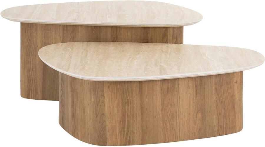 Industrieel In Huis Luxe Salontafel Set van 2 Bijzettafels Hout Bijzettafeltjes Woonkamer Antieke Tafelset Salontafel Industrieel Hout Decoratie Salontafel Salon Tafel Industrieel & Landelijk Grote & Kleine Tafel