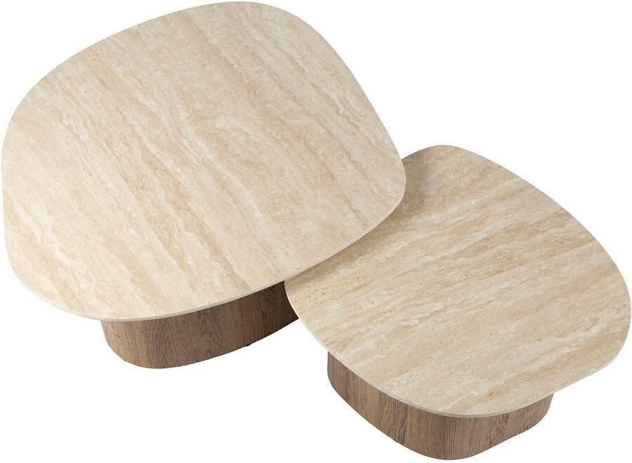 Industrieel In Huis Luxe Salontafel Set van 2 Bijzettafeltjes Woonkamer Bijzettafels Hout Antieke Ronde Tafelset Salontafel Industrieel Hout Decoratie Salontafel Salon Tafel Industrieel & Landelijk Grote & Kleine Tafel