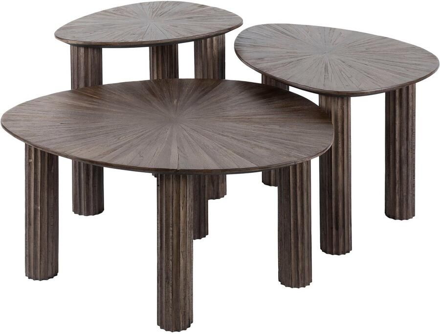 Industrieel In Huis Luxe Salontafel set van 3 Salontafel Buiten (76x61x38cm) Salon Tafel Salontafel Woonkamer Bijzettafel voor Buiten Woonkamer Tuin Bijzettafeltje Tuin Woonkamer Buiten Bijzettafeltjes Woonkamer