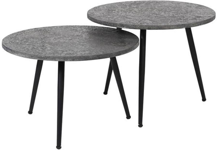 Industrieel In Huis Luxe Salontafelset Rond set van 2 Grijs Bijzettafels Set van 2 Salontafel Zwart Rond Bijzettafeltjes Woonkamer Salon Tafel Mangohout Rond Salontafel industrieel Landelijk Tafeltje Set 2 stuks Hout kleurig 55cm