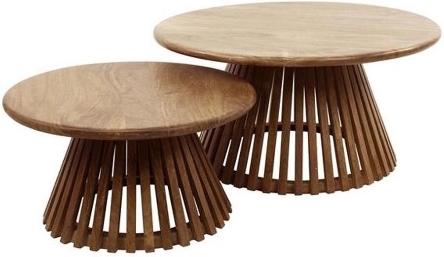 Industrieel In Huis Luxe Salontafelset Rond set van 2 Mangohout Bijzettafels Set van 2 Salontafel Zwart Rond Bijzettafeltjes Woonkamer Salon Tafel Mangohout Rond Salontafel industrieel Landelijk Tafeltje Set 2 stuks Hout kleurig 80cm