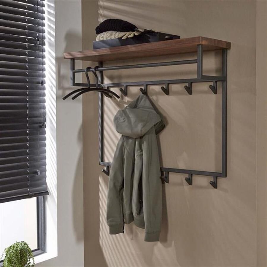 Industrieel In Huis Luxe Wandkapstok Industieel 12 Haken Kapstok Hout Hangend Kapstokhaak 12x Deurkapstok Opdekdeur Hangende Wandkapstok Industrieel & Zilver Metaal Landelijk Kapstokken Industrieel Staand (100 cm x 30 cm x 80 cm) - Foto 2