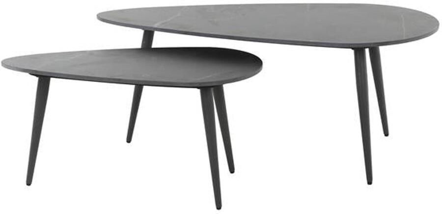 Industrieel In Huis Salontafel Ovaal (Set van 2) Keramiek Metaal (100 cm x 50 cm x 40 cm) Salontafel Groot Salon Tafel Wit Binnen Ronde Salontafel Woonkamer Tafel Salontafels Industrieel Salontafel Landelijk Coffee Table White